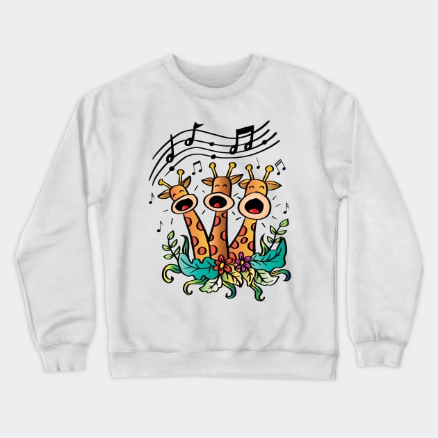 Three giraffe Crewneck Sweatshirt by Handini _Atmodiwiryo